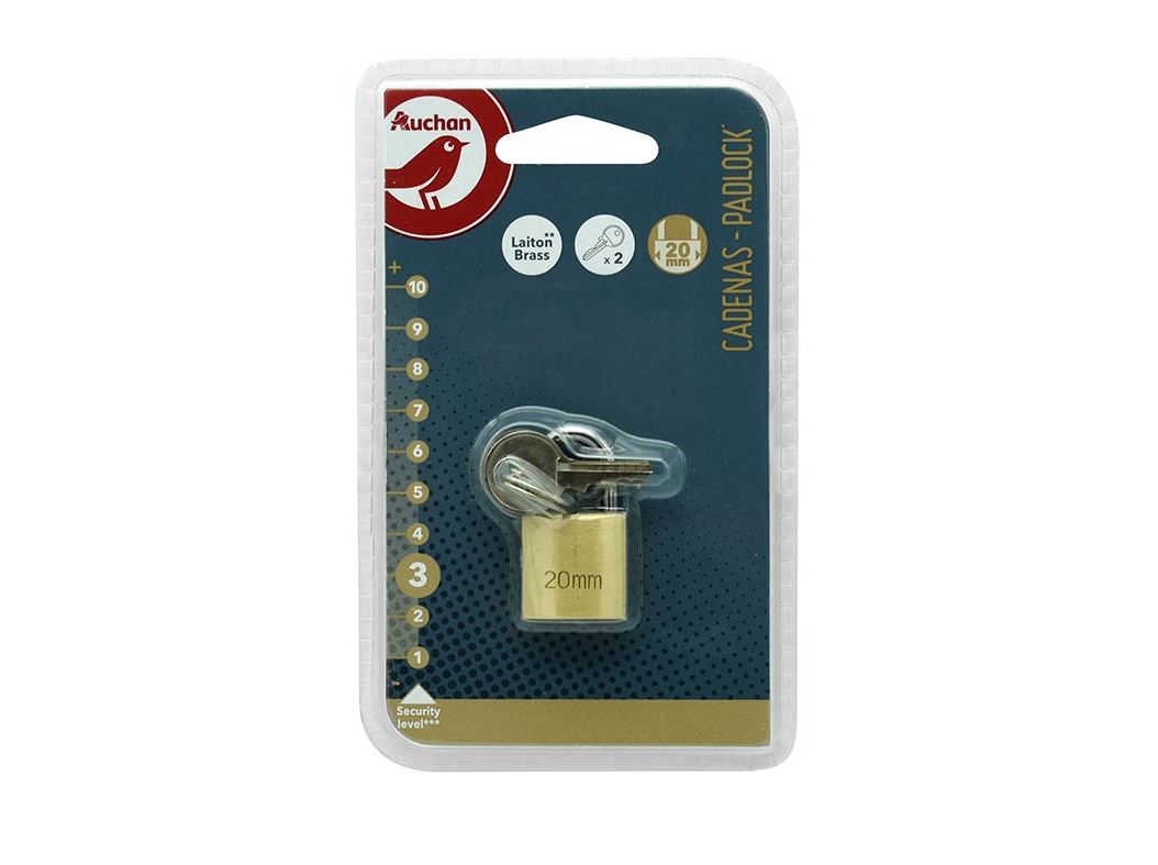 CADEADO AUCHAN LATÃO COM 2 CHAVES 20MM