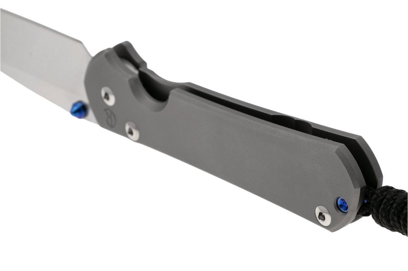 Chris Reeve Small Sebenza 31 S31-1645, Stonewashed MagnaCut Droppoint, Plain Glass Blasted Titanium, linkshandig zakmes