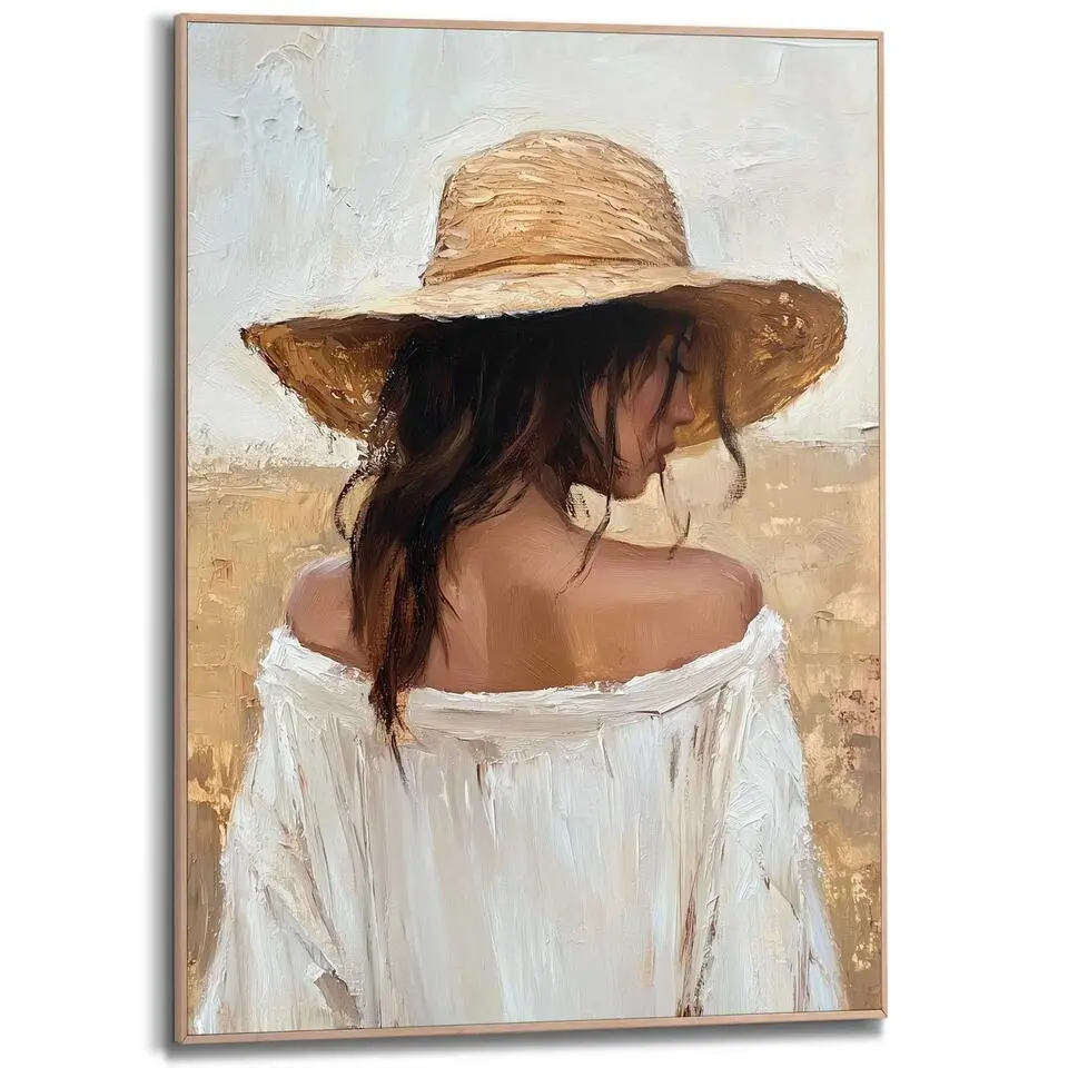 Schilderij Summer Lady - 70x50cm - Beige