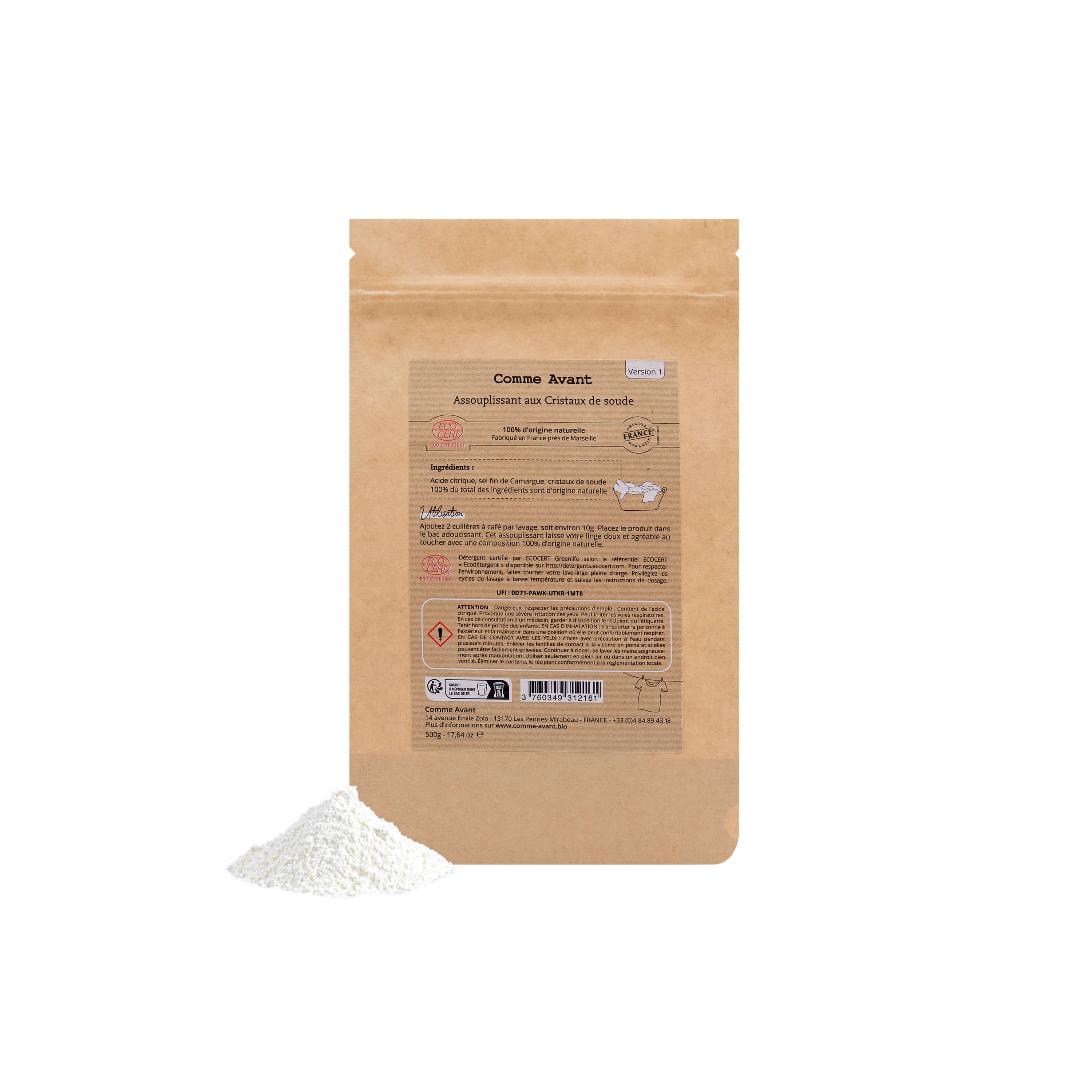 Assouplissant en poudre aux cristaux de soude - Version 1 - 1 assouplissant - 500g