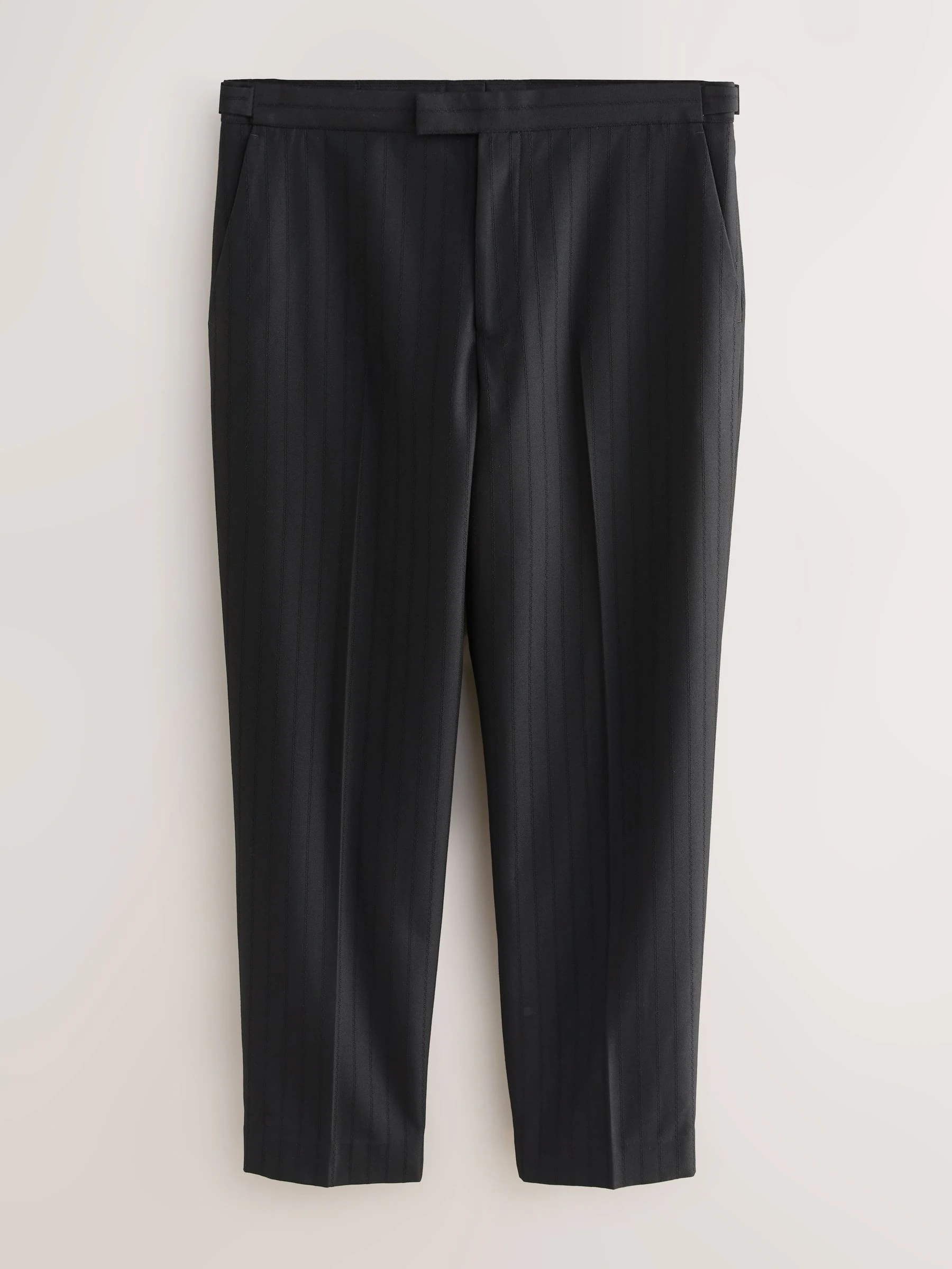 Zwart - Relaxed Fit Textured Stripe Tuxedo Suit Trousers