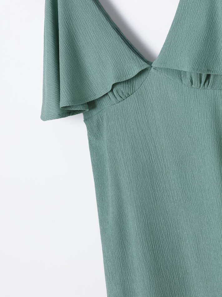 Vestido de verão com babados - Verde Grama