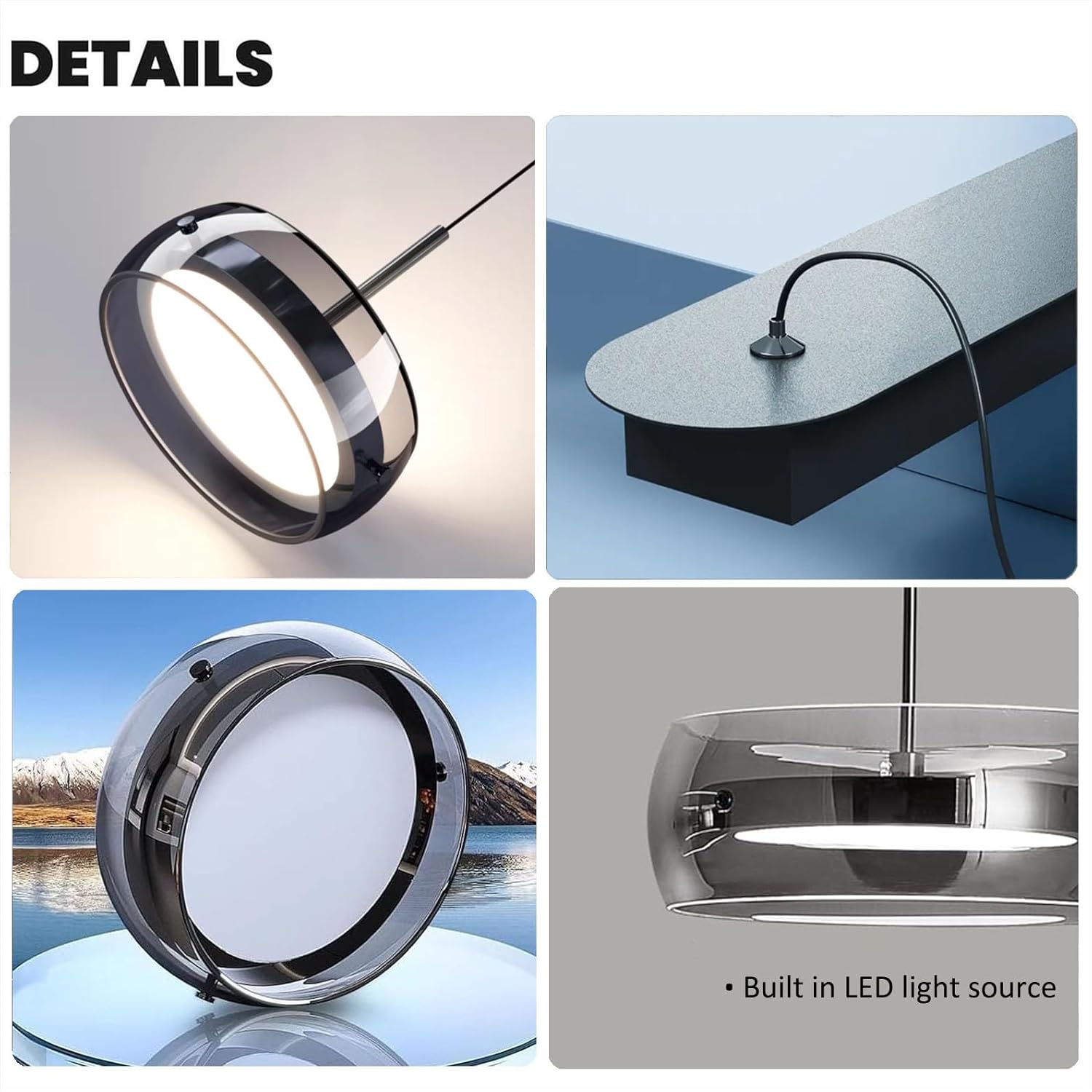 Moderne LED Pendelleuchte Kristall Glas Hängeleuchte Wohnzimmer Dimmbar Esstischlampe Hängelampe Esstisch mit Fernbedienung Pendellampe für Kücheninsel Esszimmer Wohnzimmer (4 Köpfe)