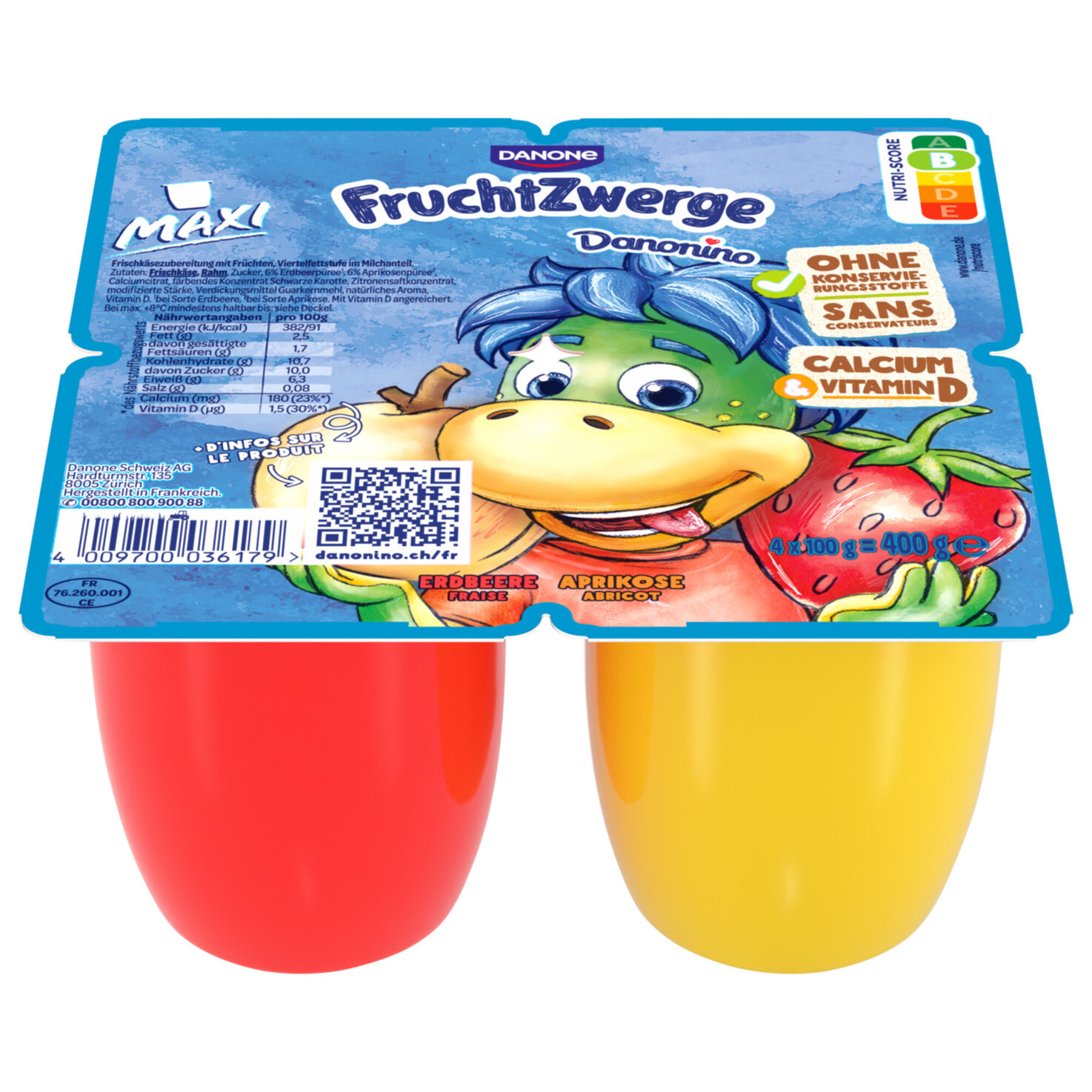 Danonino Quark Erdbeere & Aprikose 4x100g