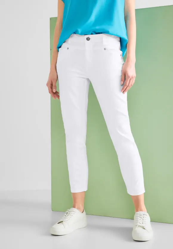 Casual Fit Seidenoptik Hose - White