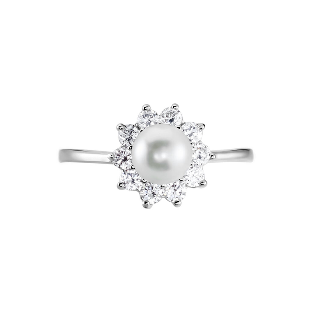 Bague Argent Blanc Cheri Perle De Culture Oxydes De Zirconium