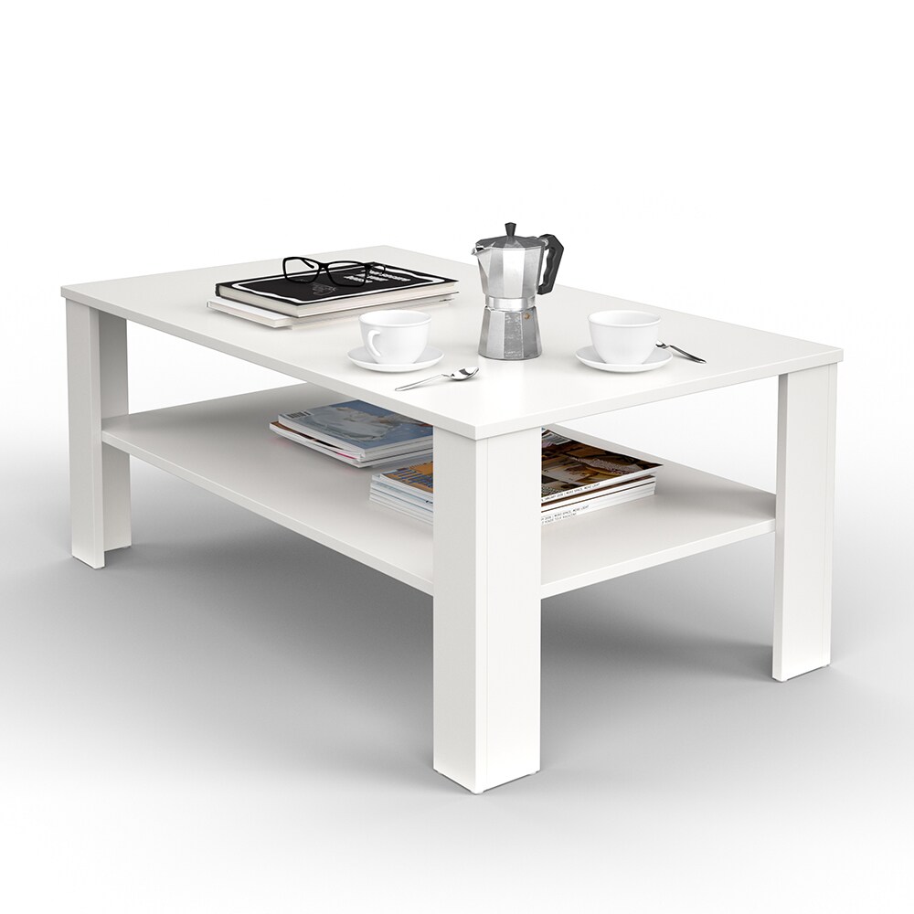 VICCO Couchtisch Weiß 100 x 60 cm - Wohnzimmertisch Beistelltisch Holztisch