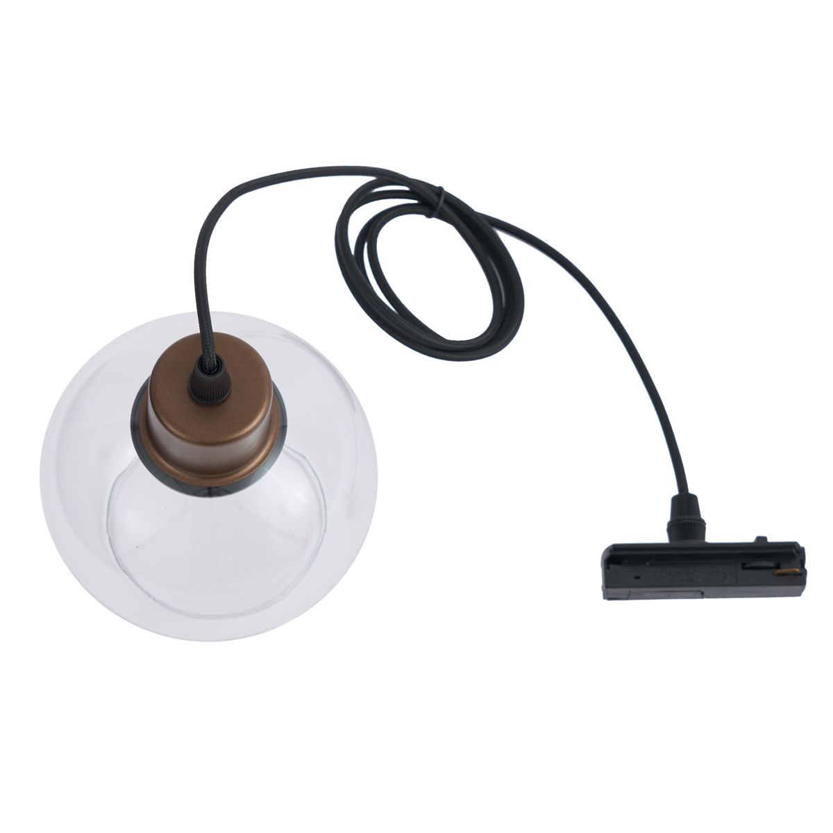 Moderne hanglamp brons met helder glas voor railsysteem 1-fase - Iconic Lava