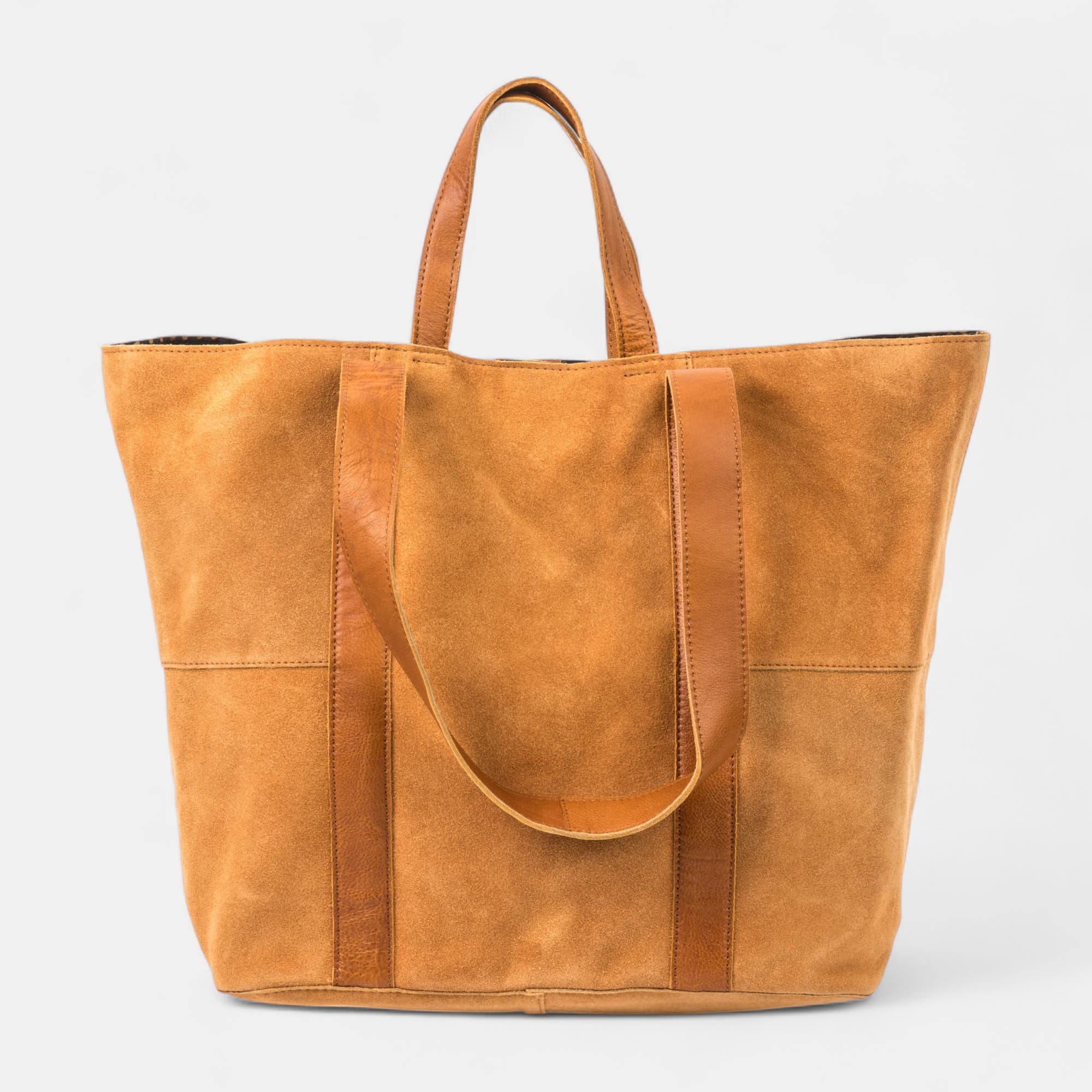 Sac de shopping en cuir cognac