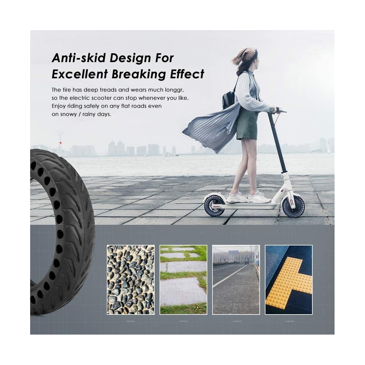 Punkteringsfritt dekk for Xiaomi elektrisk scooter 1-Pack