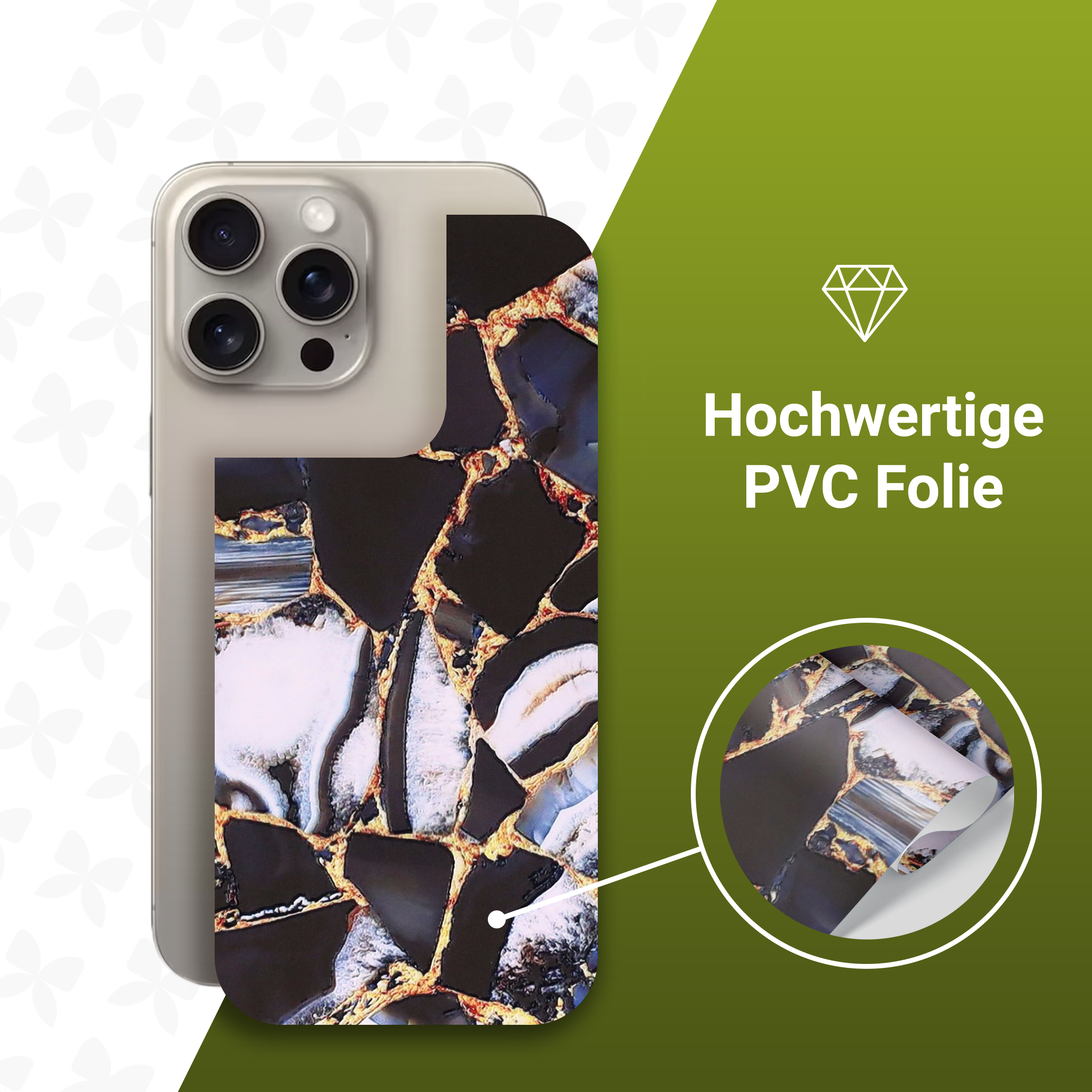 (2er Set) iPhone 13 Pro Backcover Schutzfolie Swiss Made - Golden Mosaik