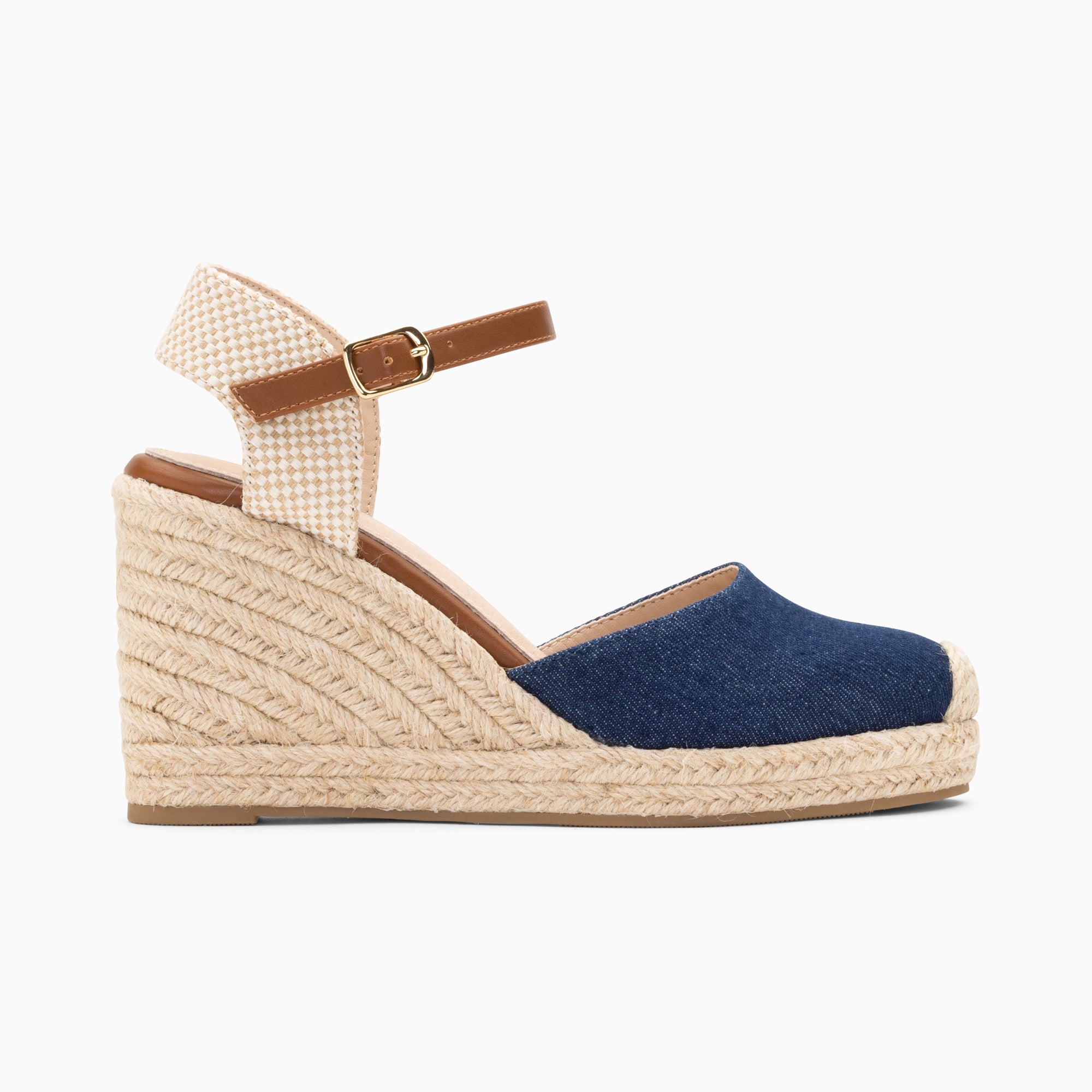 Sandales à talon, Compensées-Sandales compensées Mariana en toile denim