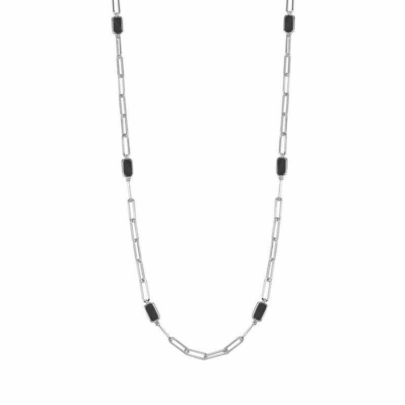 Collier Chaine Argent Celine Pierre Onyx