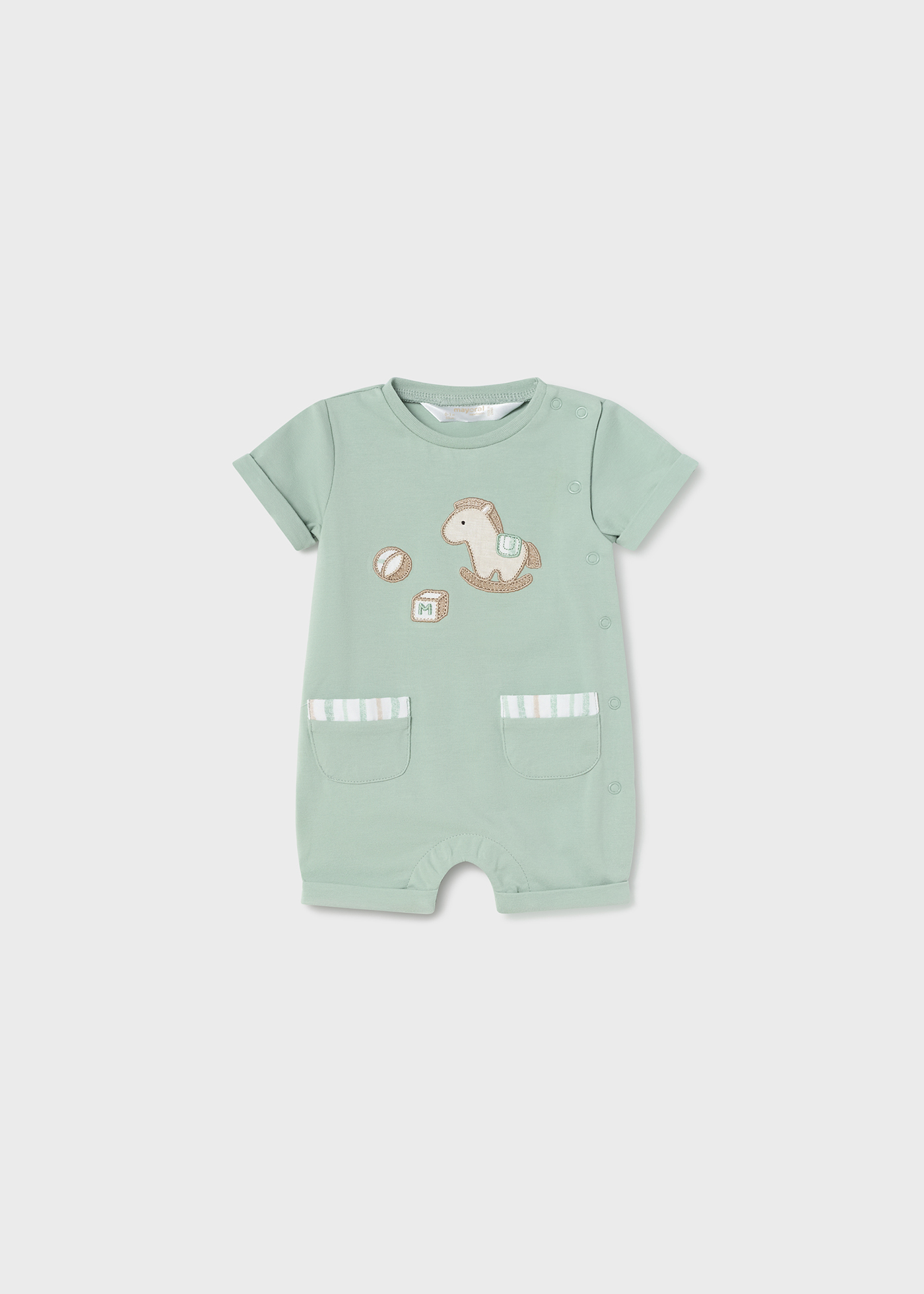 Pijama curto de algodão sustentável para recém-nascido
