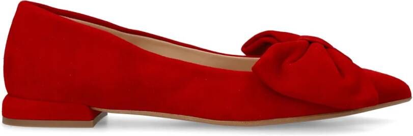 Manfield Dames Rode suède loafers met strik