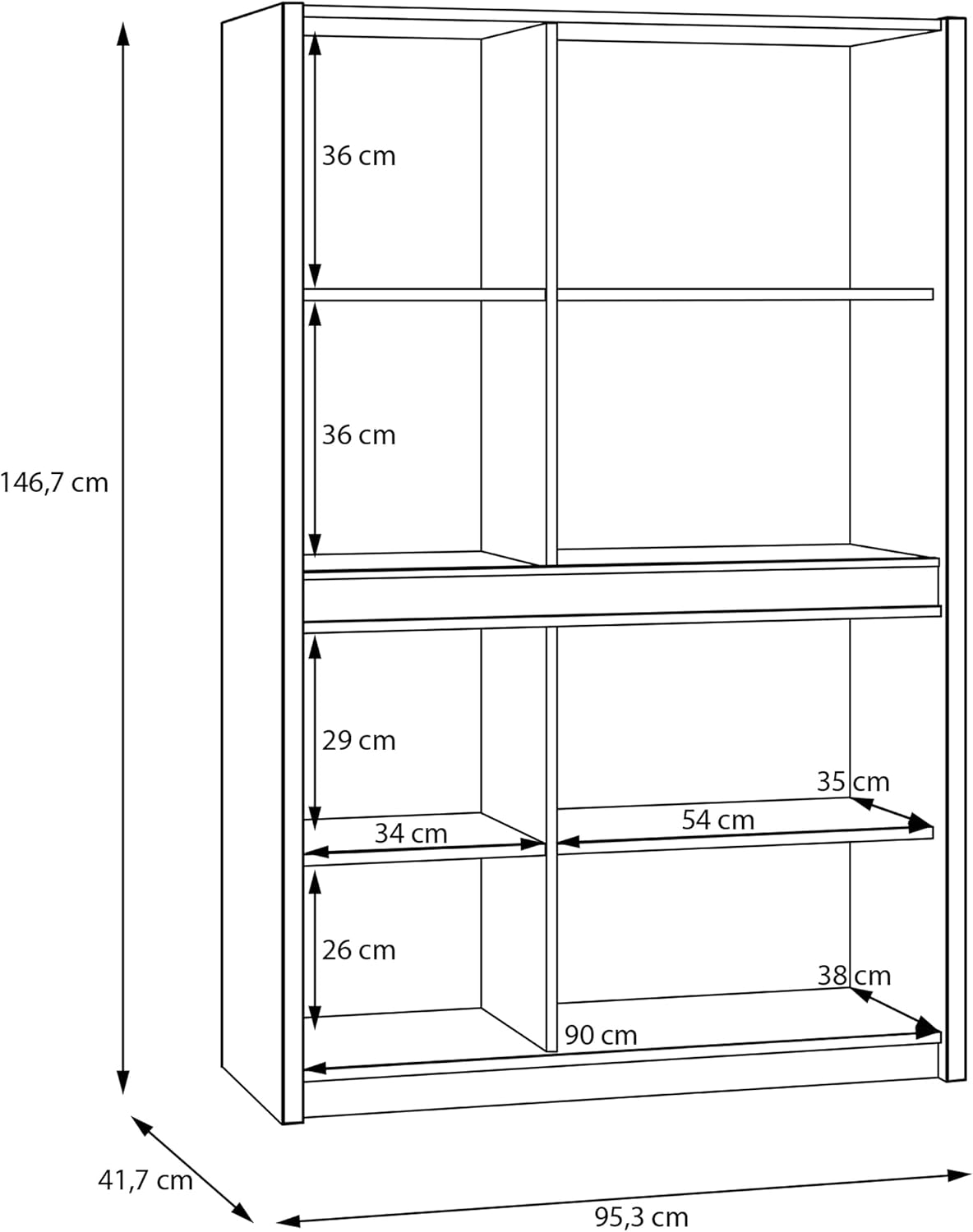 Forte Oak SQUERE Schrank 90 100, eleganter Kleiderschrank mit 2 Türen, Beleuchtung und Lamellendesign, Holzwerkstoff, Mauvella Eiche/Sand, 95,3 cm breit x 146,7 cm hoch x 41,5 cm tief