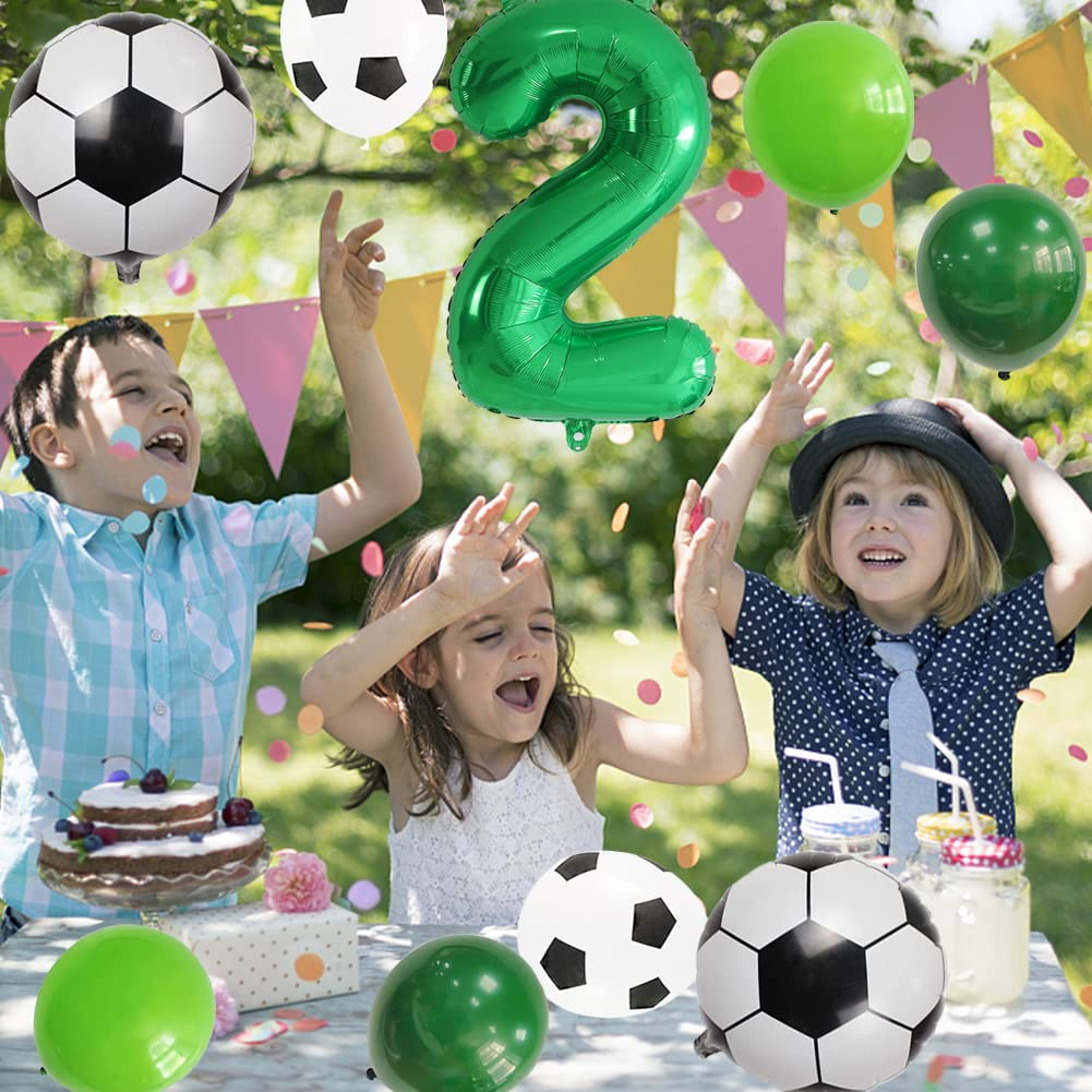 (21-tlg. Set) Party Zahlen Ballon Geburtstag Luftballons Latex- und Folienballon Fussball - Zahl 2