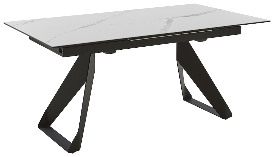 CASAVANTI Esstisch DORA 160(220) x 90 cm Keramik/Glas beige marmoriert/schwarz