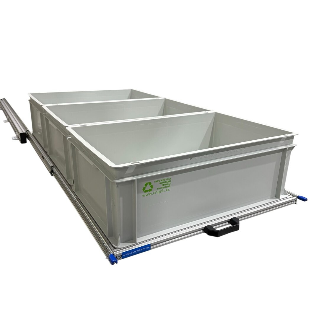 Aluminium 120 x 60 cm schuifframe met 3 open bakken