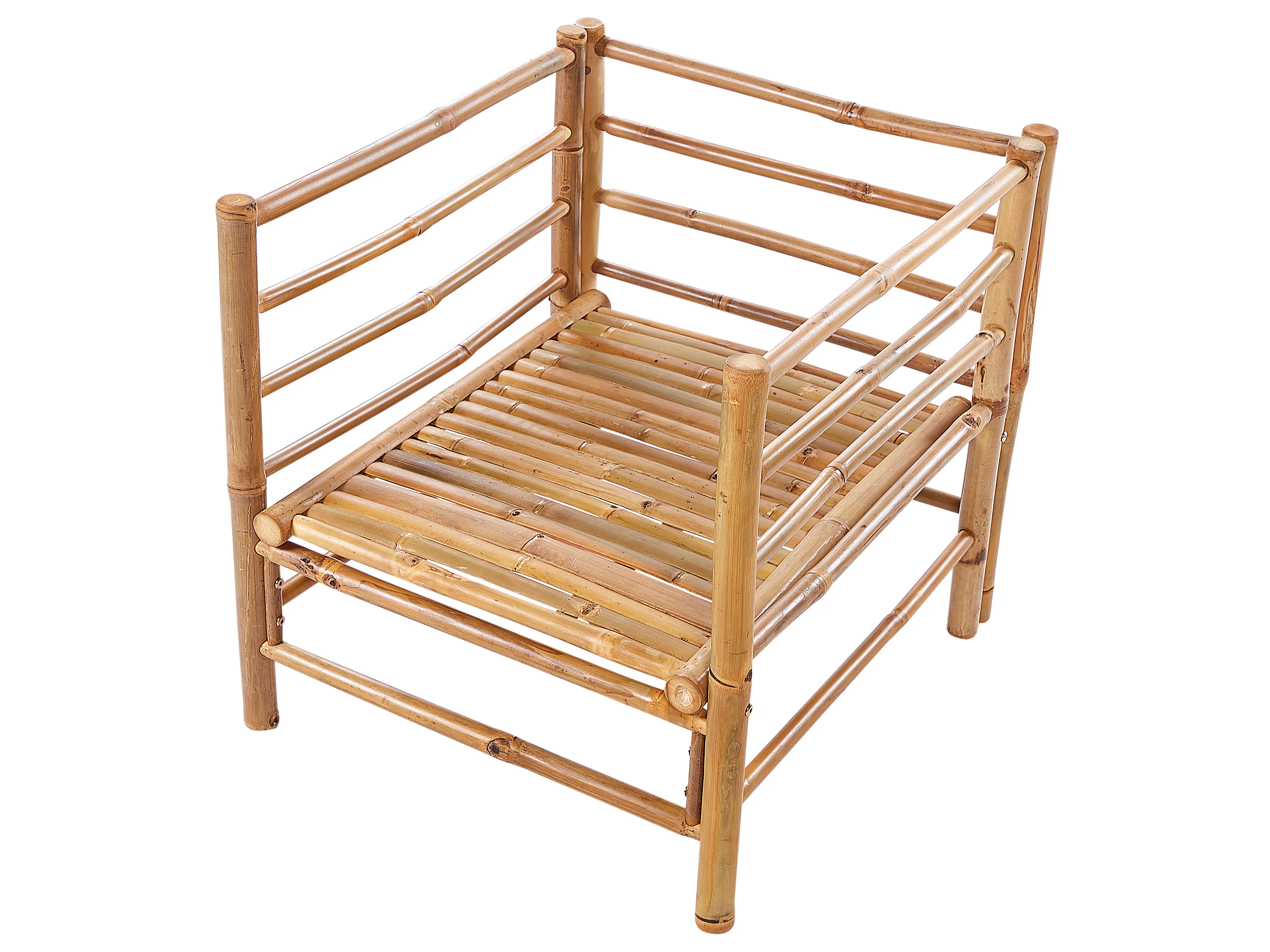Loungeset met tafel 5-zits CERRETO linkszijdig Bamboehout Gebroken wit