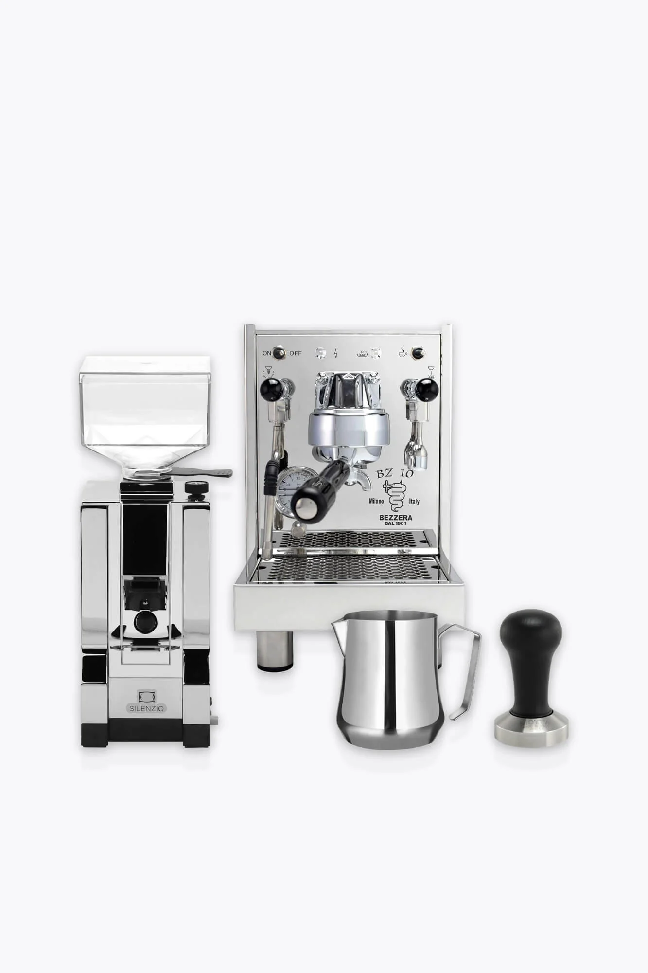 Bezzera BZ10S + Eureka Mignon Silenzio 16CR,Chrom im Barista Set