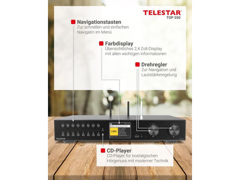Telestar Netzwerk-Audioplayer TOP 550 Schwarz All-In-One-HiFi-System mit DAB /FM, Internetradio und CD-Player