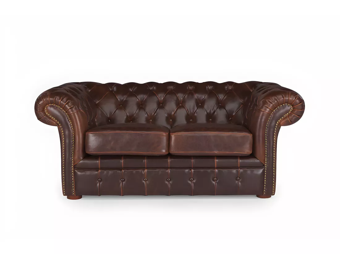 Canapés 3 places et 2 places chesterfield CLOTAIRE 100% cuir vieilli