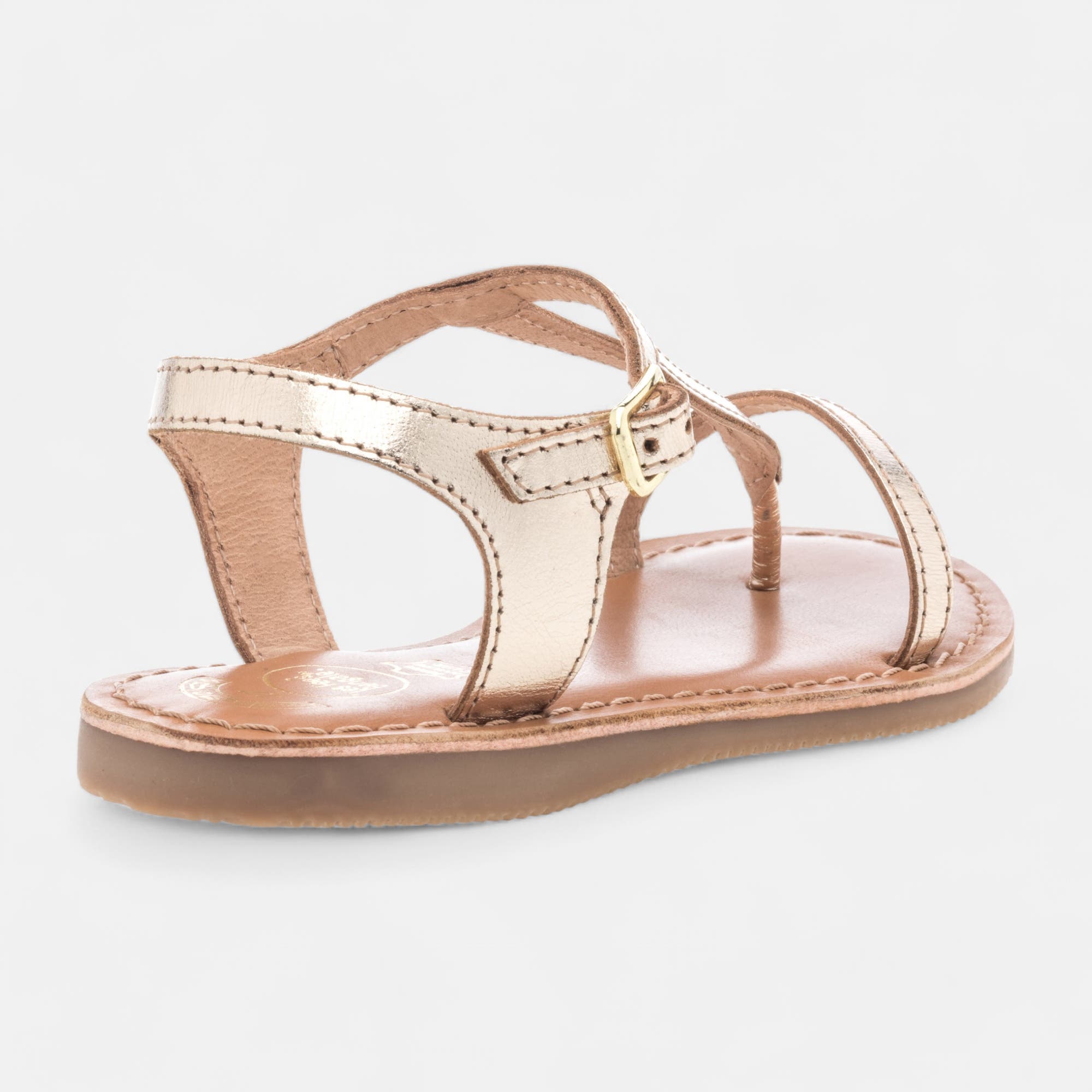 Nu-pieds Fille en cuir or