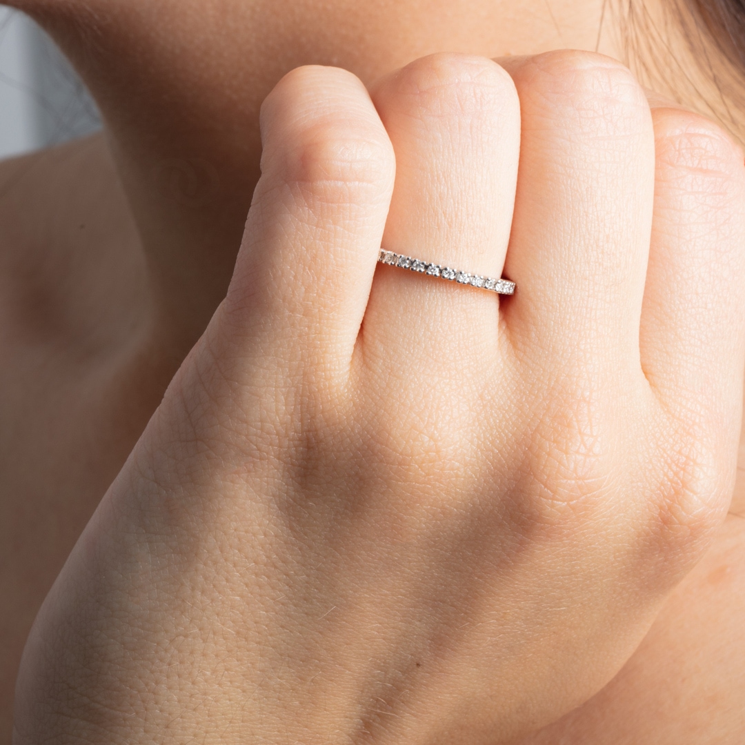 Mémoire-Ring 750/18 K Weissgold mit Diamanten 0.30 ct H/si