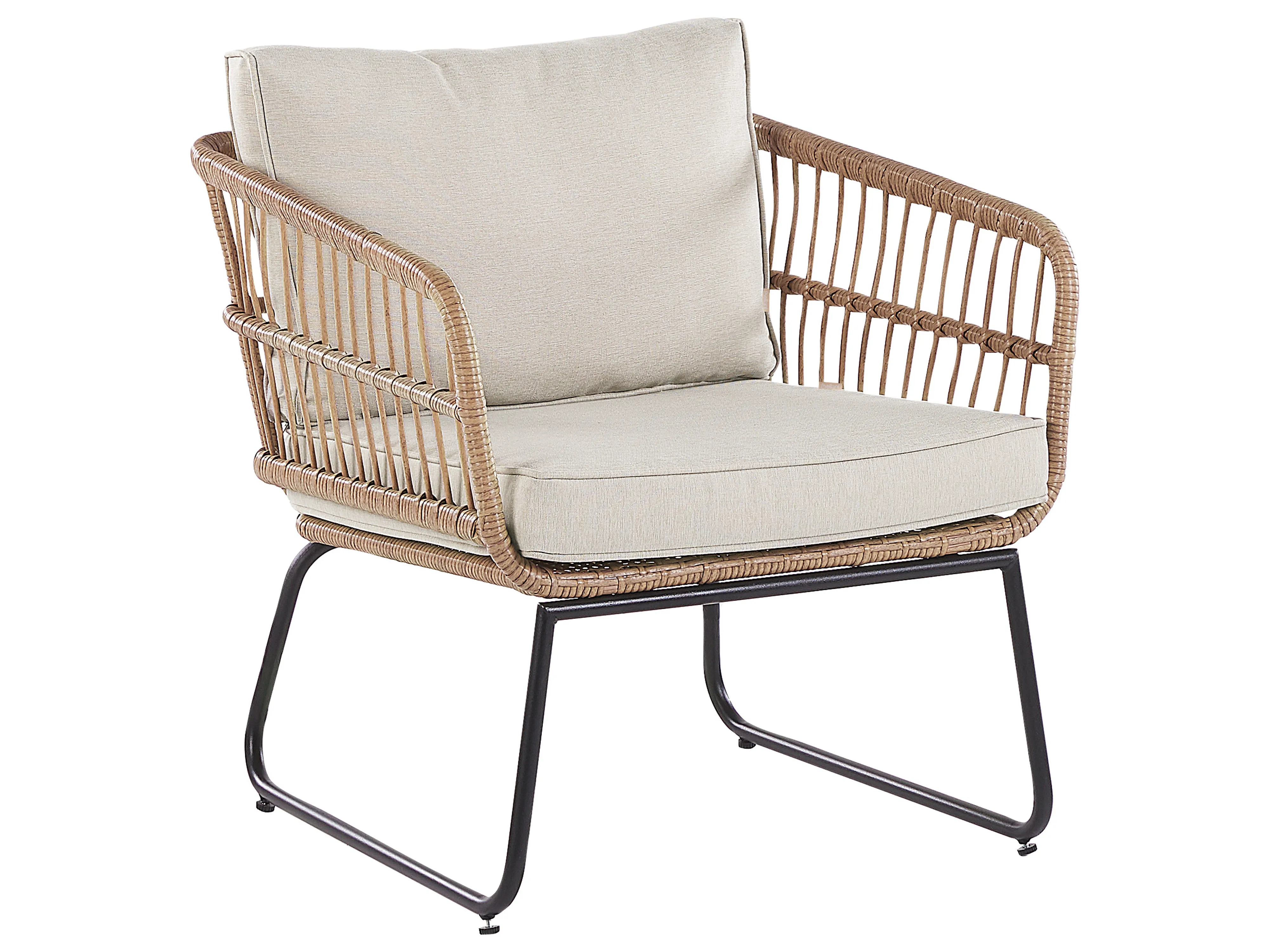 Loungeset met tafel 4-zits RAVELLO PE rotan Natuurlijk
