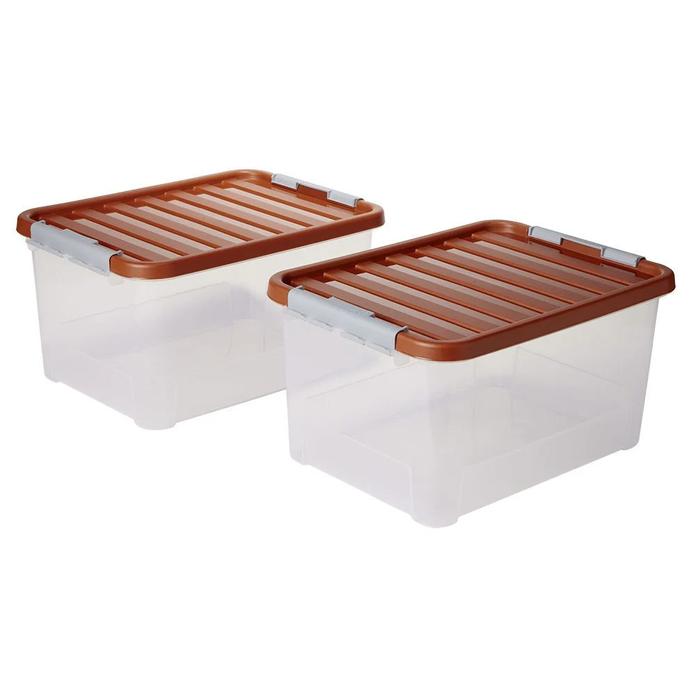 Box de rangement avec fermeture clips 25L x2 - 44x31xH23cm