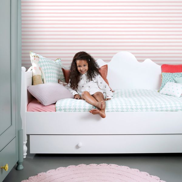 Estahome Geschilderde Strepen Behang - 0,53 x 10,05 m - Beige / Wit