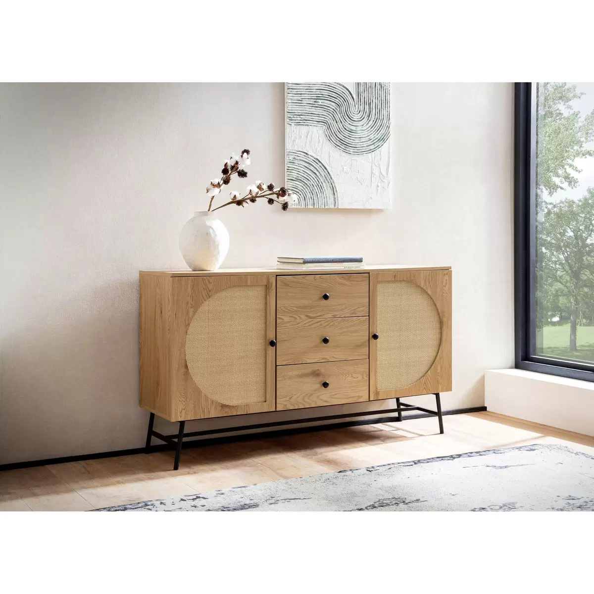 Sideboard Erla braun,Eiche,schwarz