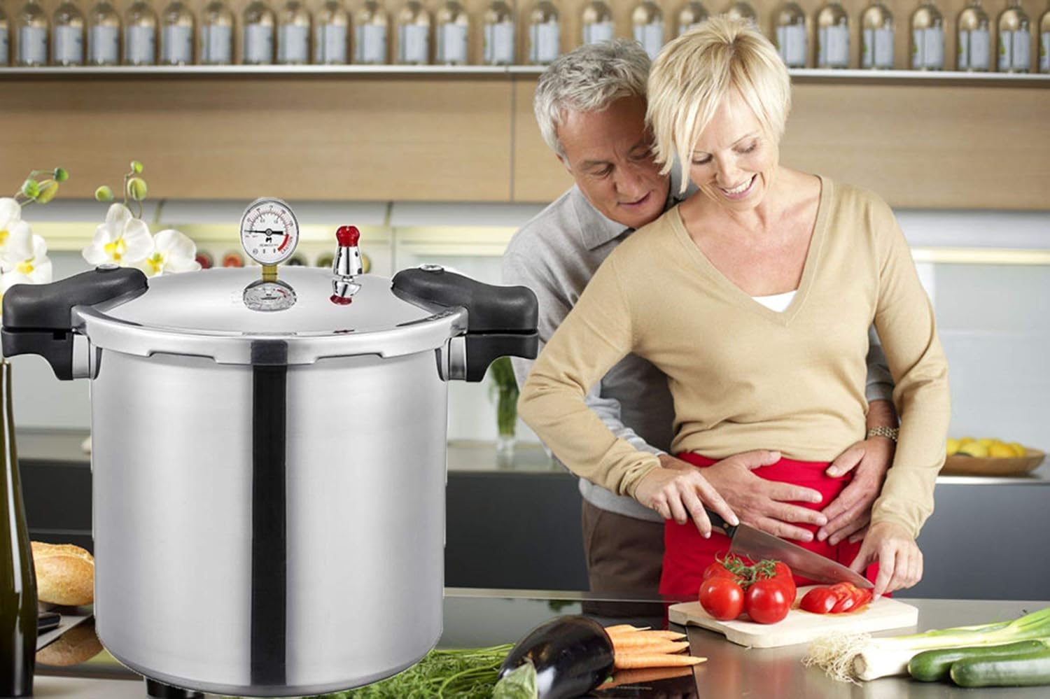 25 Litre schnellkochtopf Pressure Cooker canner & Alle amerikanischen Druckdosen zum Einmachen&Wasserbad-Einkocher|Druckmesser&Druckregler | Induktionskompatibel&Druckablass 13PSI/+|- 5%
