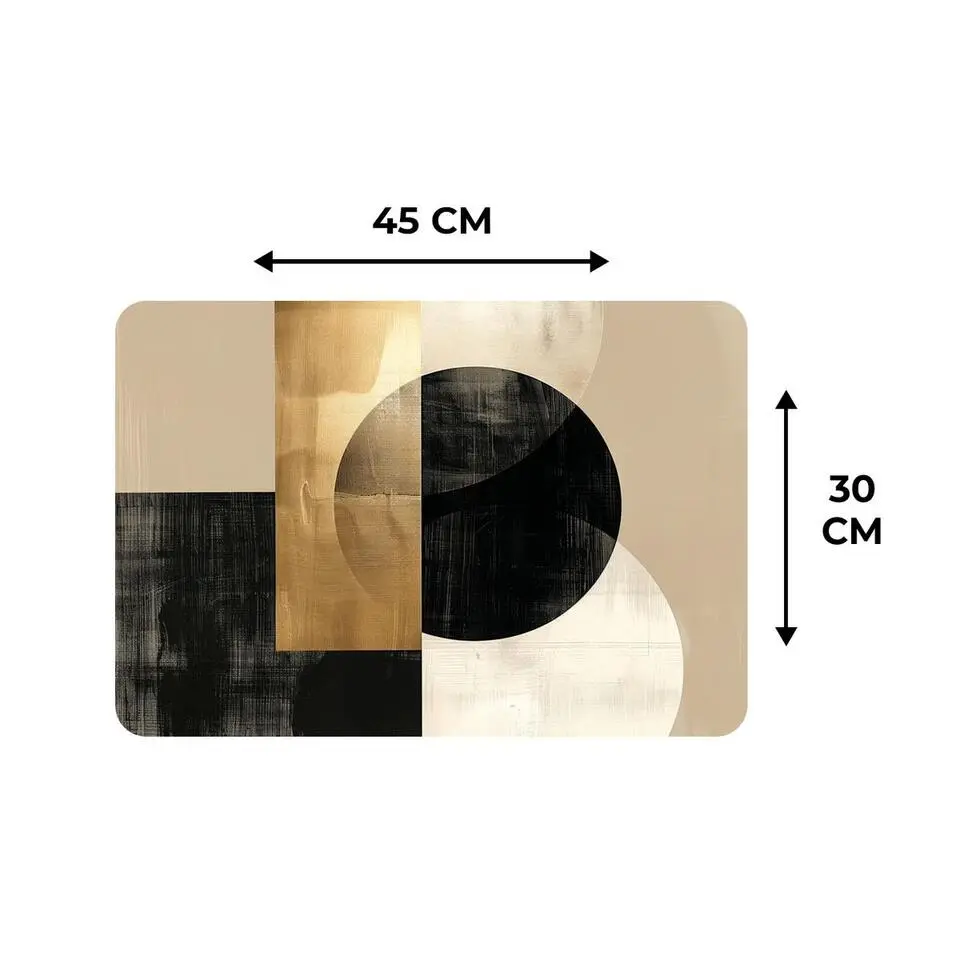 MuchoWow Placemat (6stuks) 45x30cm Abstract Modern Zwart Goud