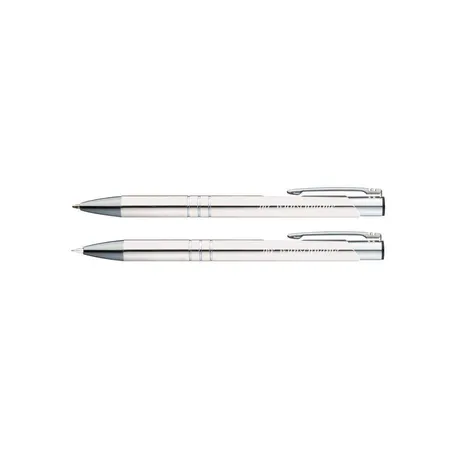 Macma Metall Schreibset bestehend aus Kugelschreiber + Druckbleistift / Farbe: weiß