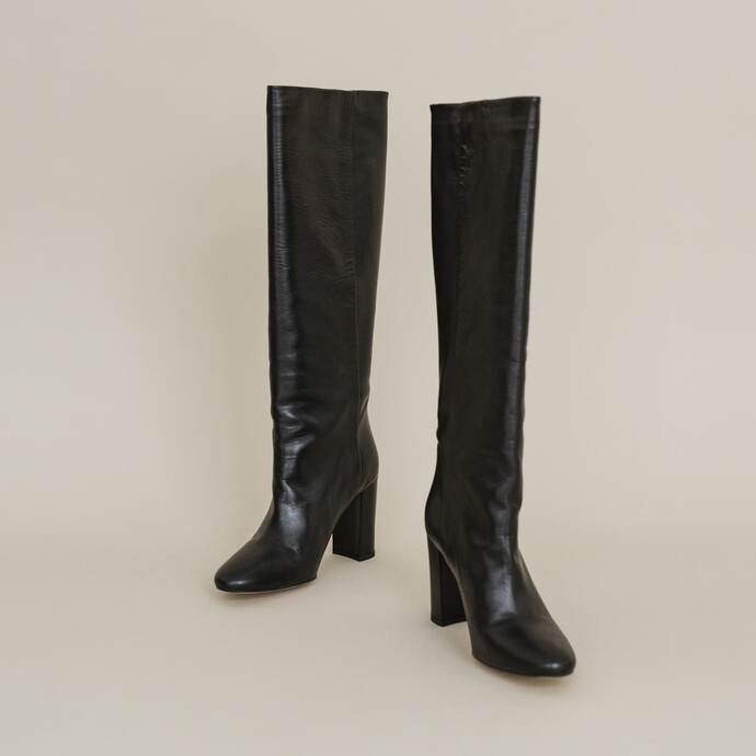 Bottes hautes  en cuir noir