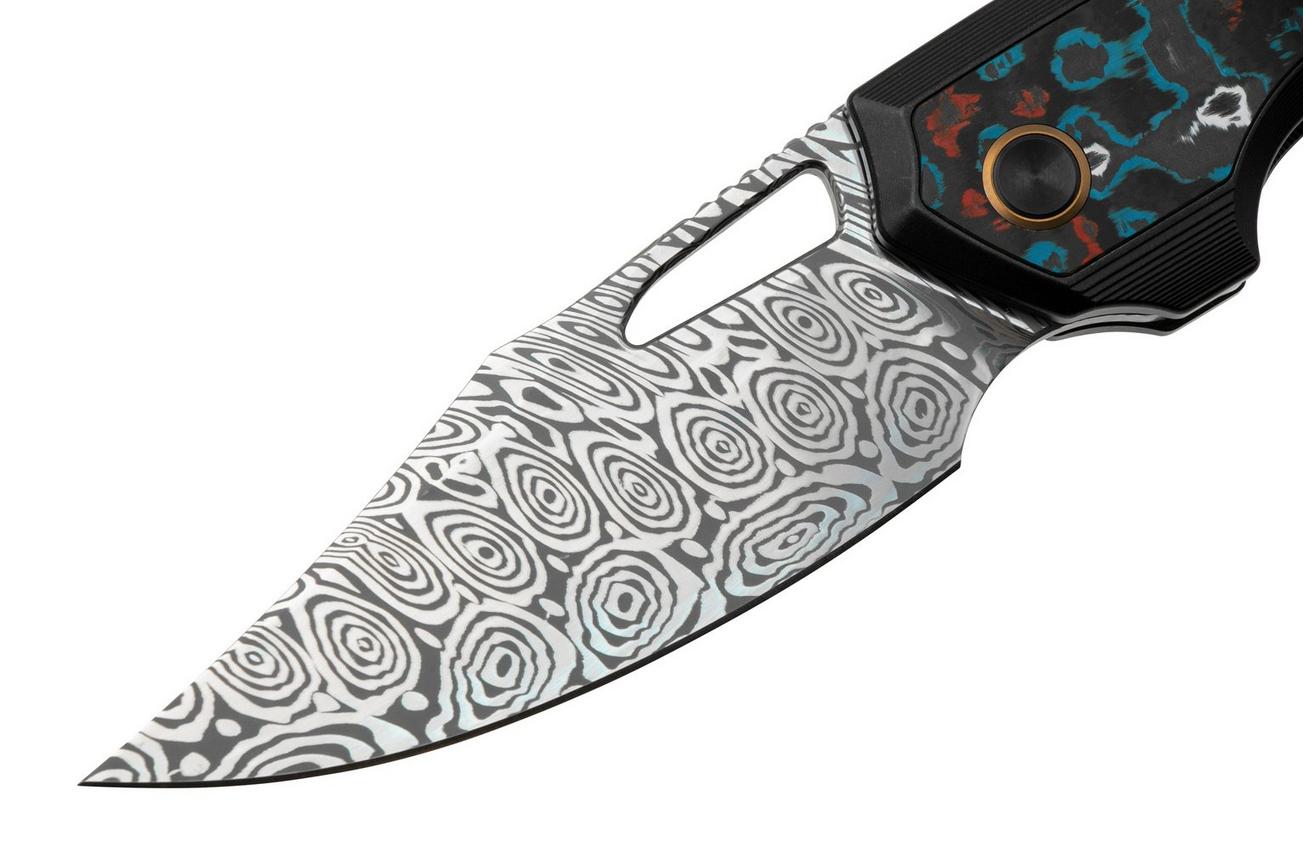 WE Knife Nefaris WE22040F-DS1, Heimskringla Damasteel Clippoint, Nebula Fat Carbon Black Titanium, zakmes