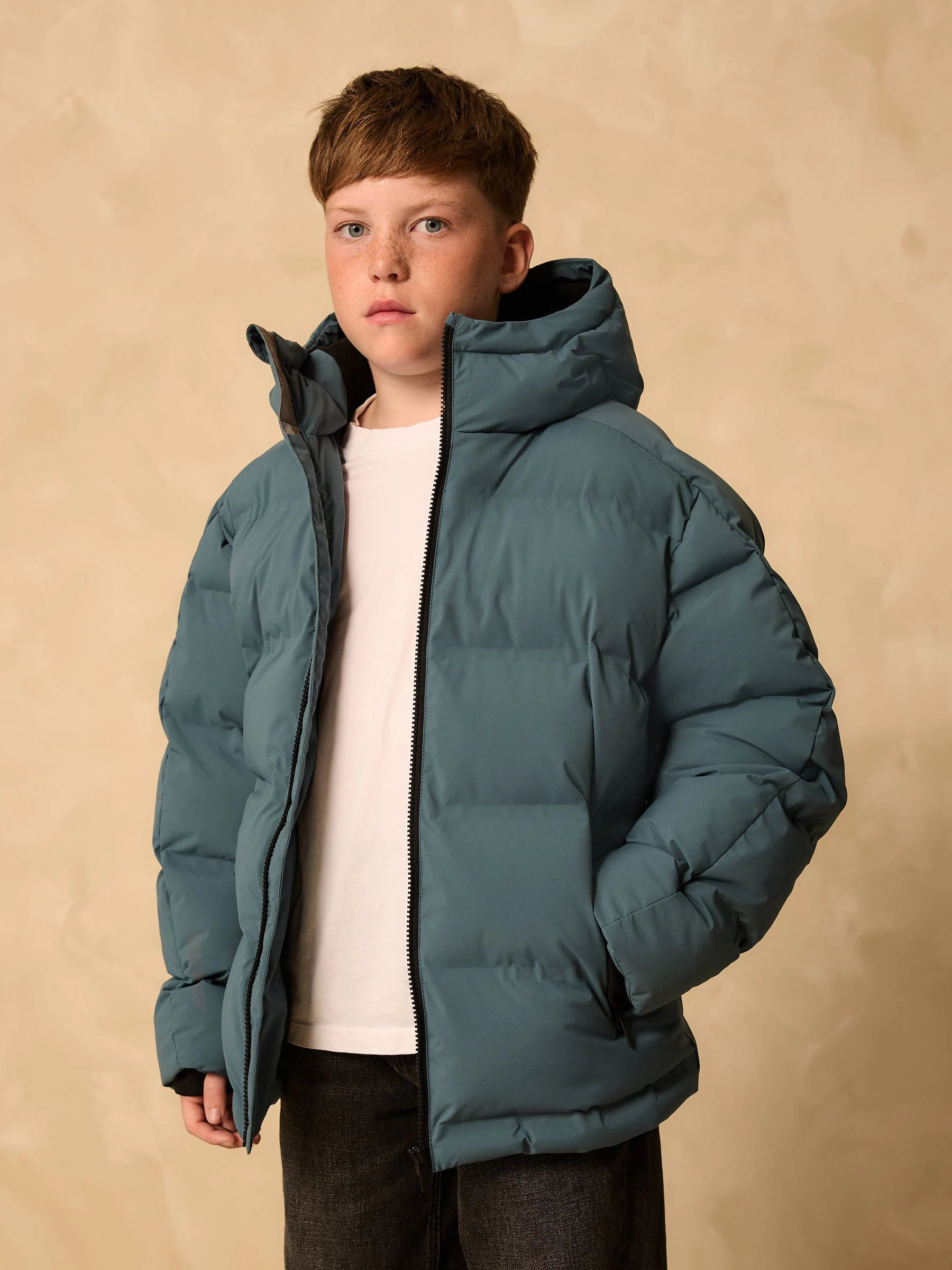 Blauwgroen - Regenbestendige gewatteerde jas met microfleece voering (3-17jr)