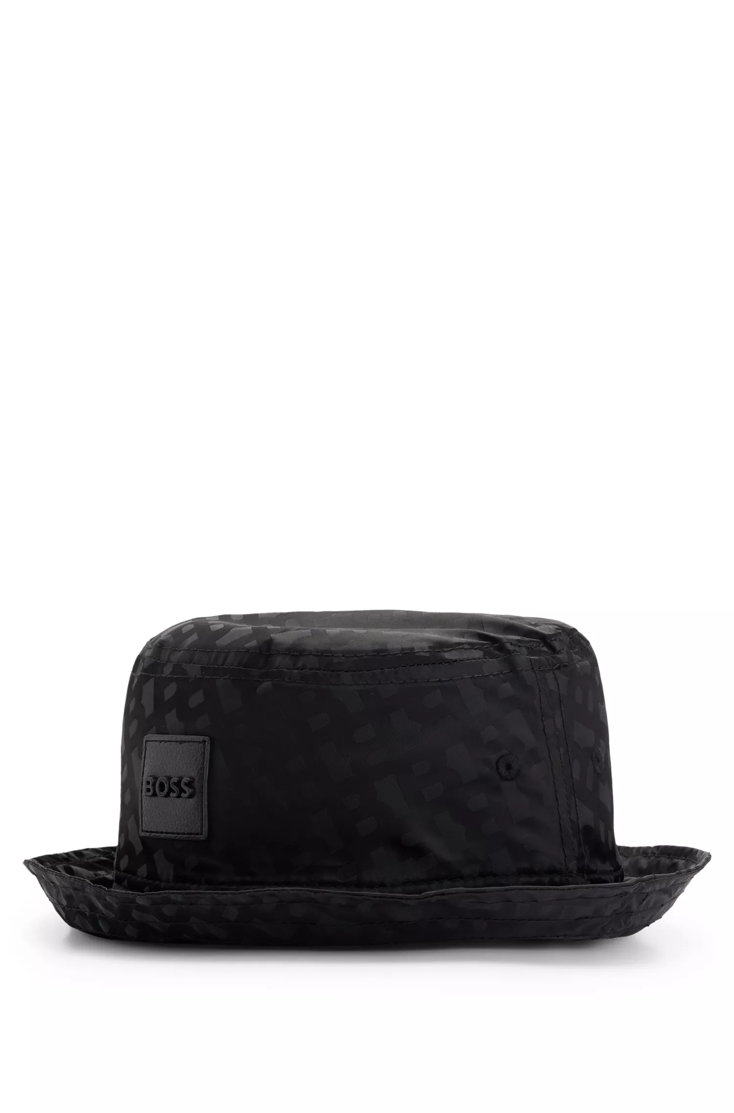 Chapéu bucket BOSS com monograma preto e emblema com o logotipo.