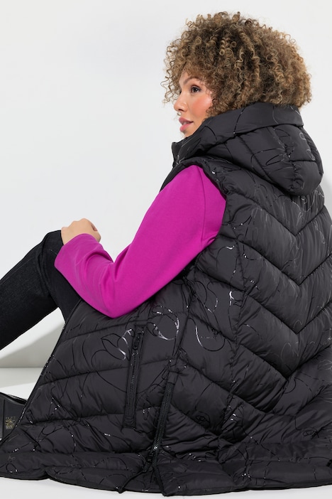 HYPRAR Long-Steppweste, Seiten-Zipper, Stehkragen, ärmellos