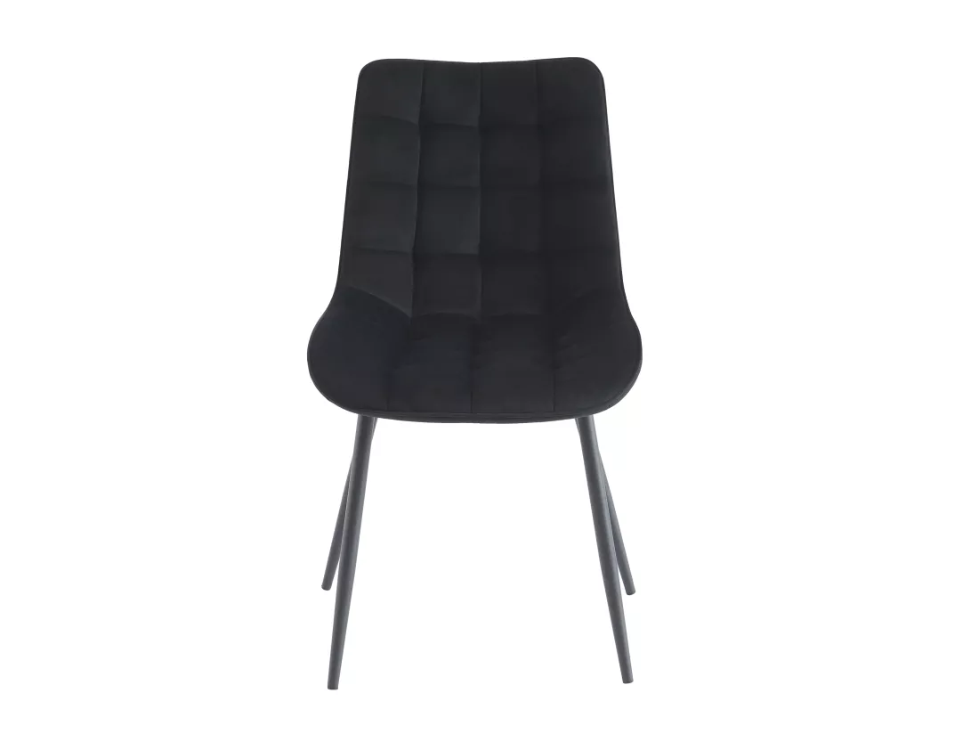 Lot de 2 chaises matelassées - Velours et métal - Noir - OLLUA