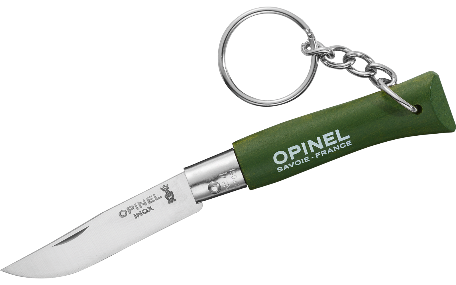 Opinel N°04 Taschenmesser mit Schlüsselanhänger Klingenlänge 5 cm rot