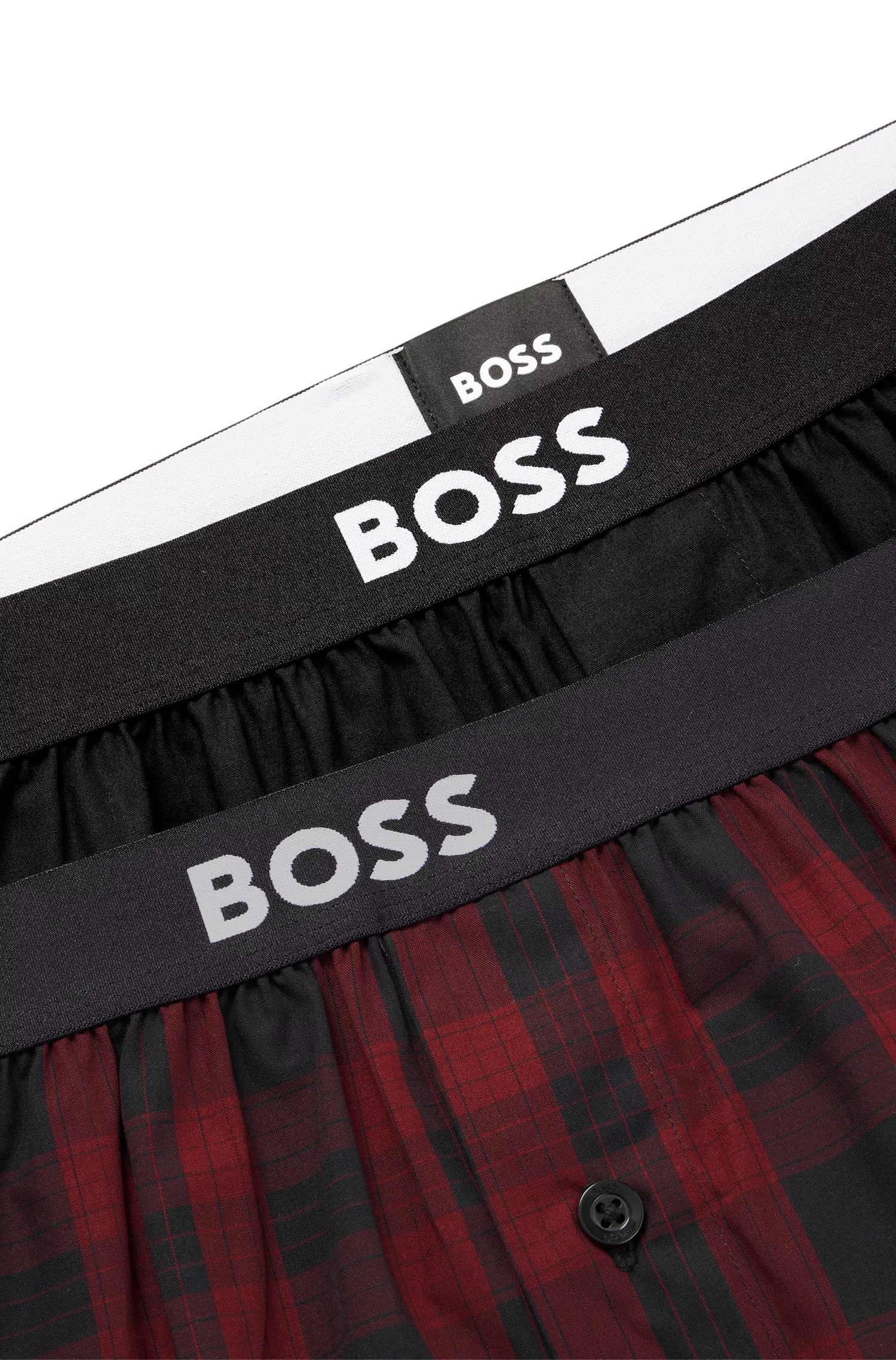 BOSS Preto - Pacote com dois shorts de pijama de algodão com cós com logo.