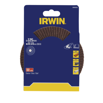 Irwin lamellenschuurschijf voor haakse slijper Ø 125 mm korrelgrootte K60.