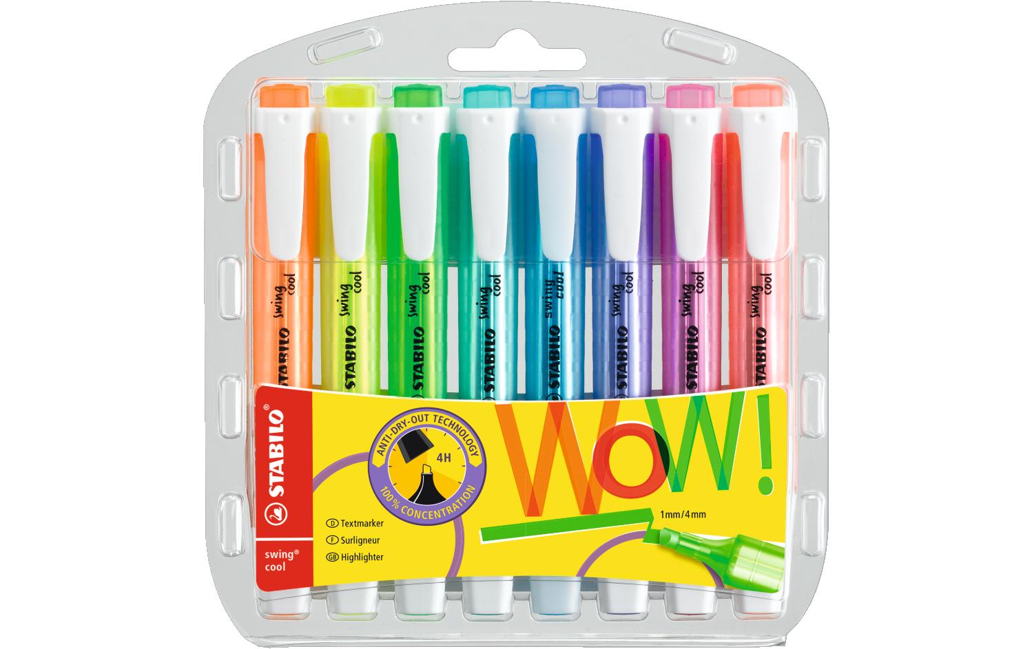 Textmarker Swing Cool 8 StückLeuchtmarker im flachen Design