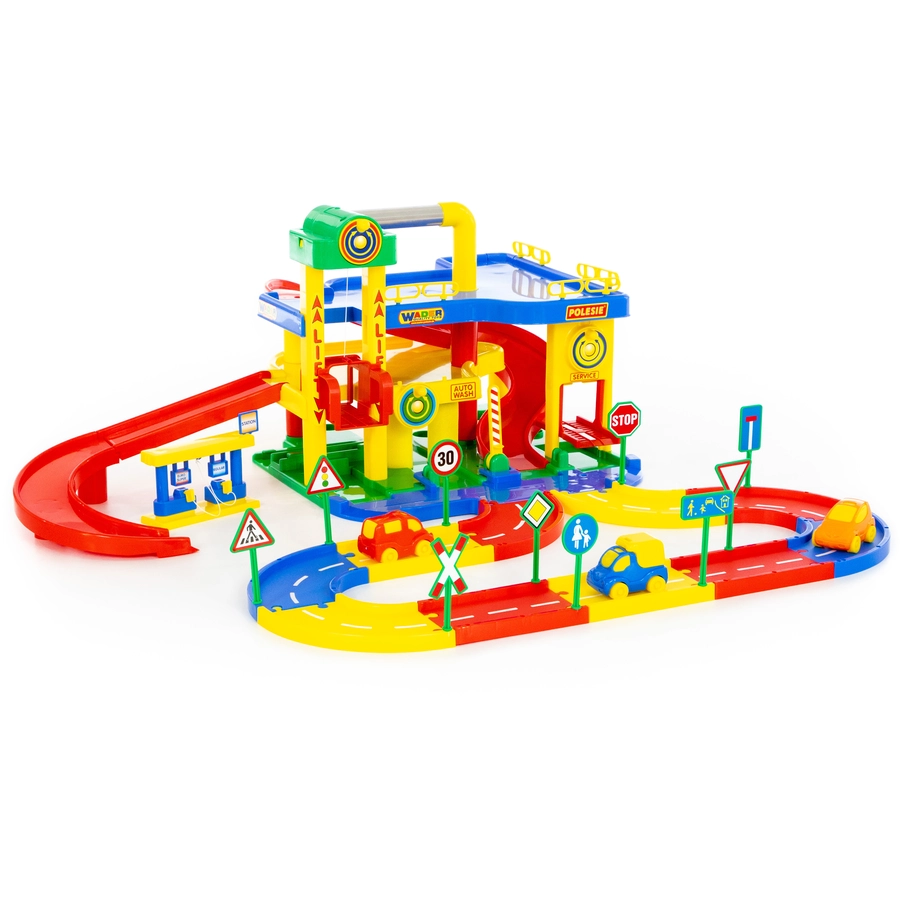 WADER QUALITY TOYS Garage Nr. 1 mit Straßenset und Autos