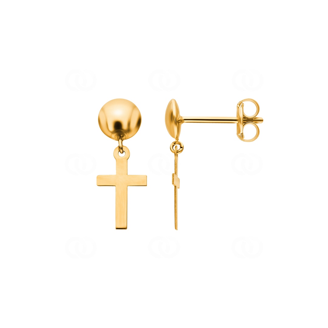 Ohrhänger 750/18 K Gelbgold Kreuz