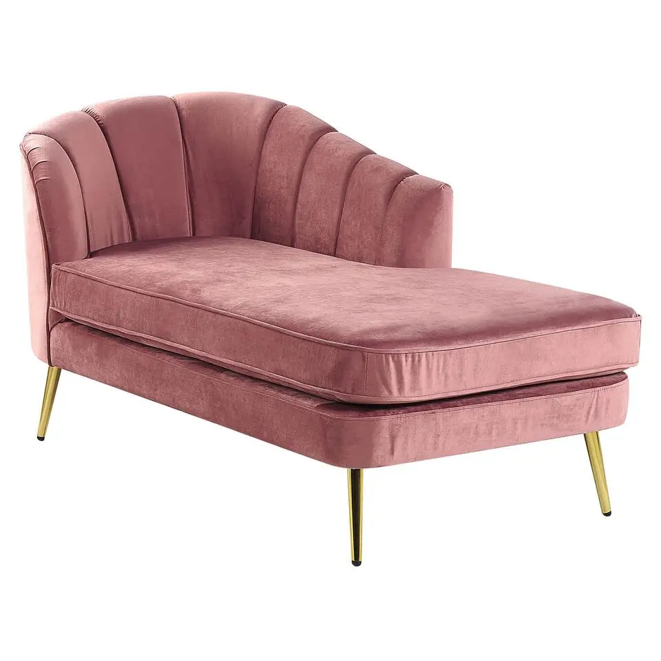 ALLIER - Chaise longue - Roze - Linkerzijde - Fluweel
