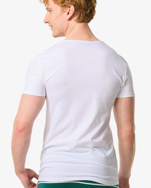 2 t-shirts homme slim fit col en v sans coutures blanc